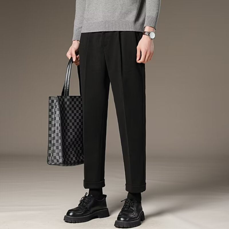 LORVENES Smart Straight Cut Dress Trousers