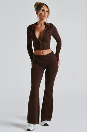 2025 Spring New European and American Cross-border Solid Color Slim Short Hooded Top Casual Pants Suit Two-piece Set Women