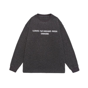 LORVENE Wusu Men's Wear Japanese fashion 2025 autumn letter print round neck sweatshirt, loose fit, large size for men and couples