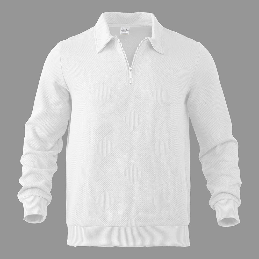 LORVENES Textured Half Zip Knit Polo