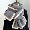 Knitted Border Scarf - Gray