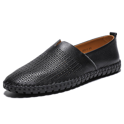 Men’s Textured Leather Slip-On Loafers