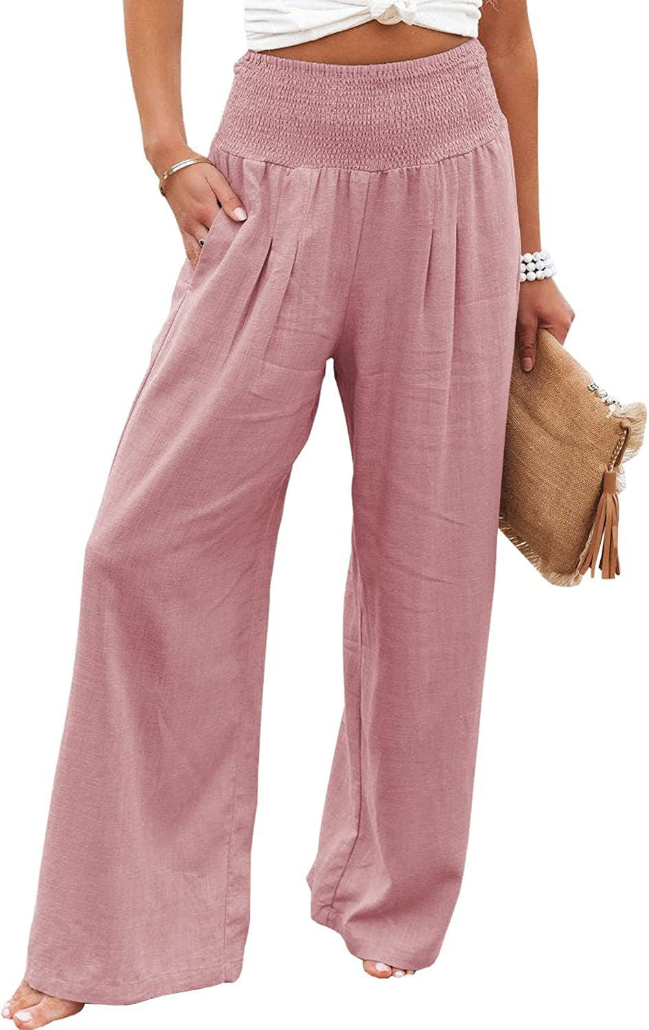 LORVENES Fashion Forward Wide Leg Pants Cotton
