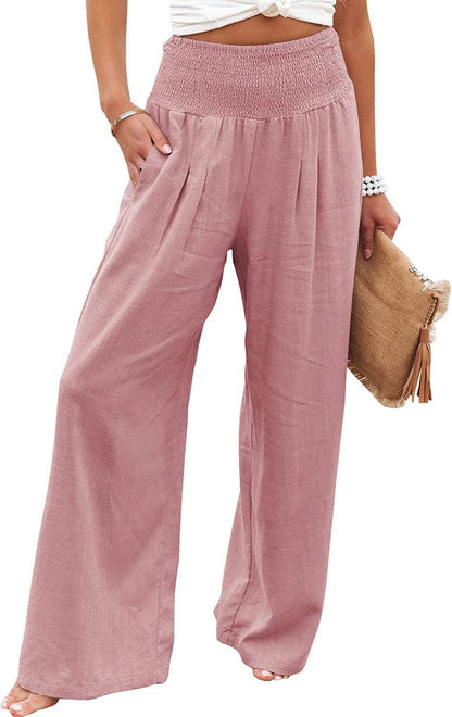 LORVENES Fashion Forward Wide Leg Pants Cotton