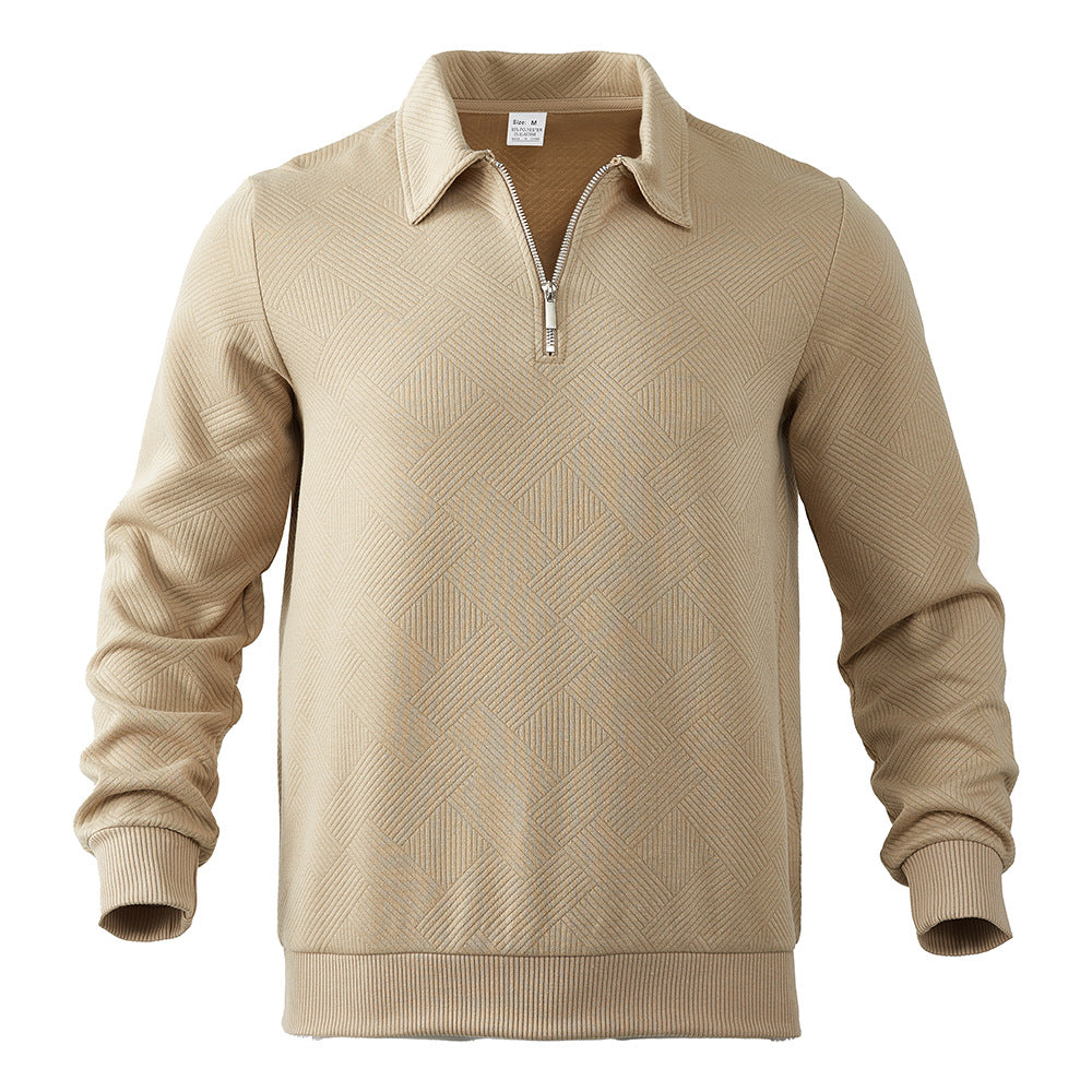 LORVENES Textured Half Zip Knit Polo