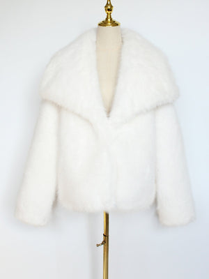 LORVENES faux fur women's short woolen coat with autumn and winter style, artificial fur top, cross-border fashion, warm and stylish