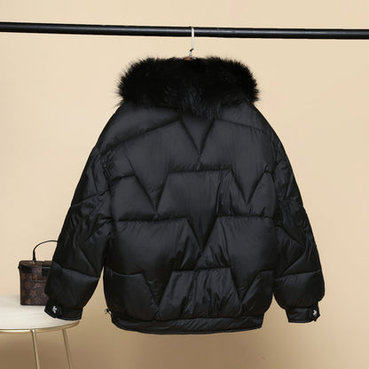 LORVENES Luxe Fur Collar Puffer Jacket