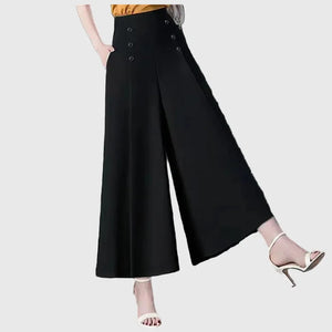 LORVENE Ease Luxe Pants in soft fabric with a relaxed fit, shown in a neutral color on a model.