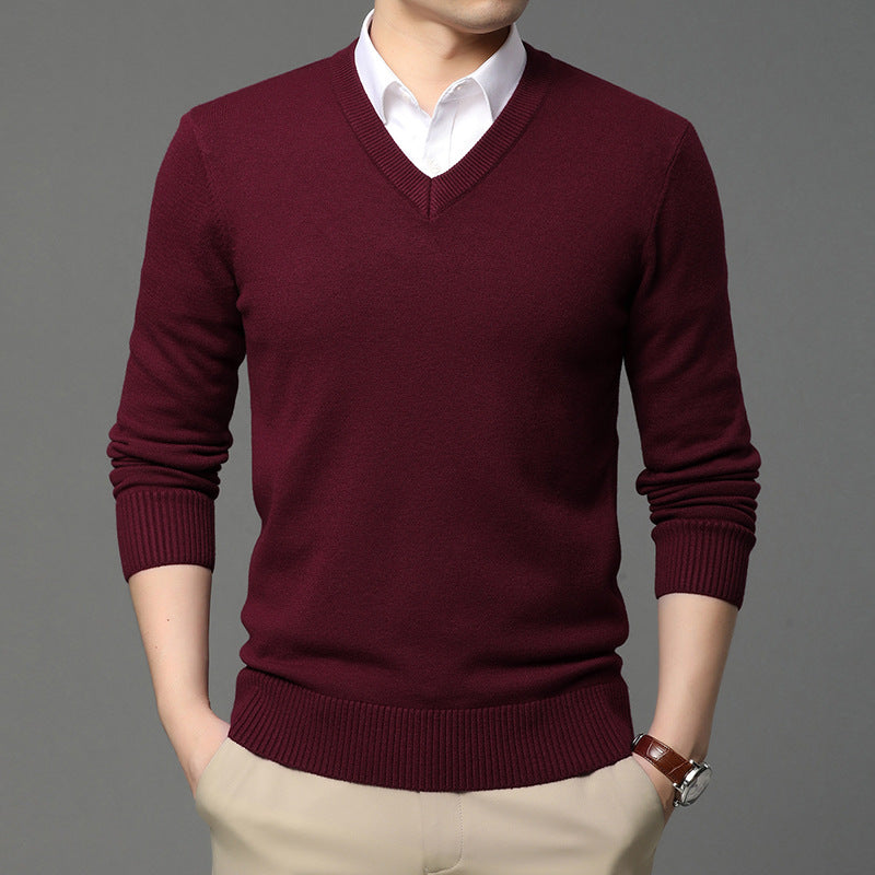 LORVENES Classic V Neck Knit Sweater