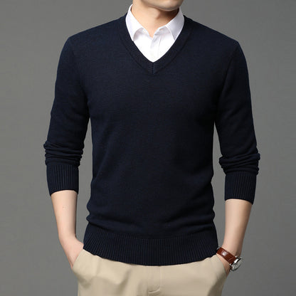 LORVENES Classic V Neck Knit Sweater