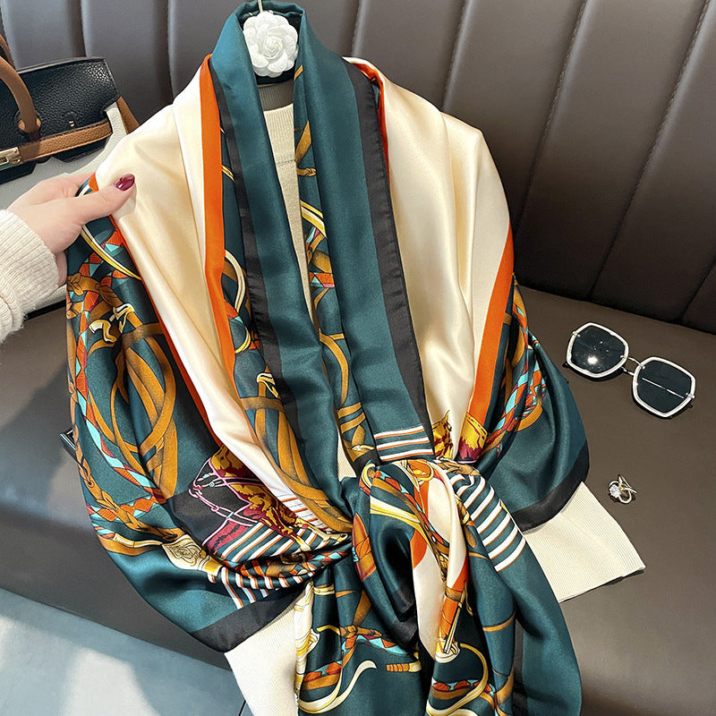 LORVENES Sunset Silk Touch Printed Shawl
