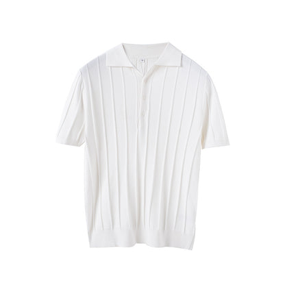 LORVENE Elegant Rib Collar Polo