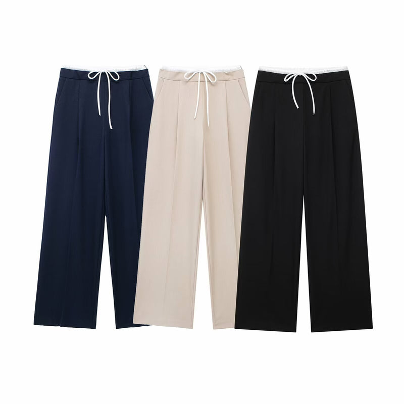 LORVENES Elegant Palazzo Work Pants