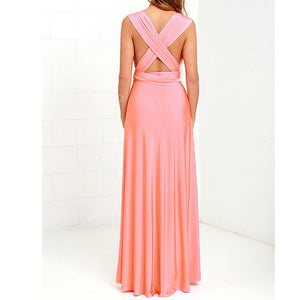 LORVENES backless halter maxi dress with flowing fabric and open back, perfect for elegant summer occasions.