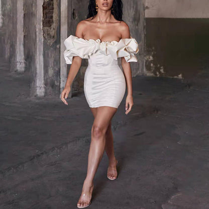 LORVENE Orchid Satin Dress