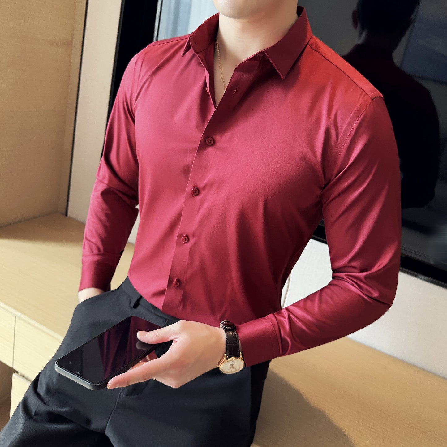 LORVENE Casual Check Shirt