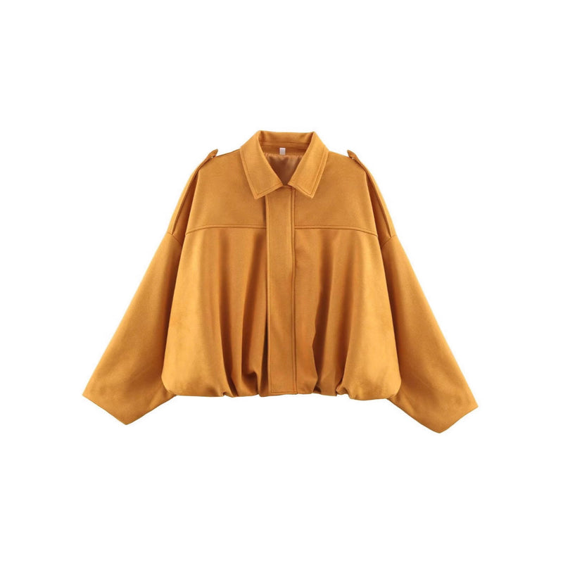 LORVENES women's suede textured bomber jacket with lapel collar and zipper, suitable for spring and autumn, spring 2025 fashion style