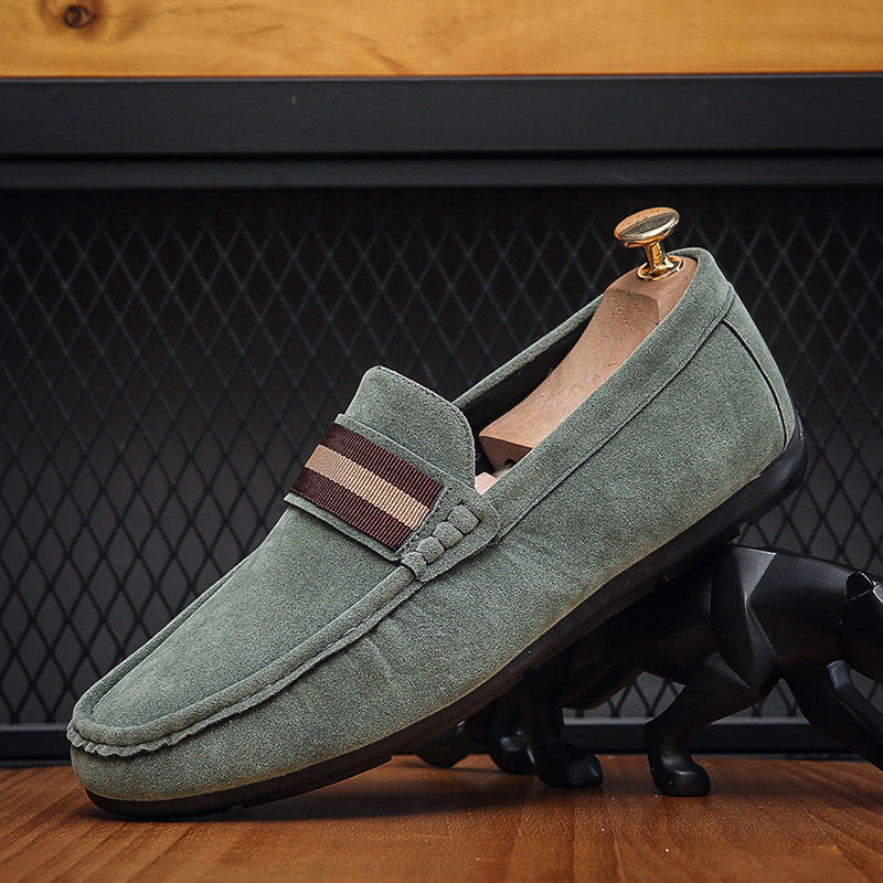 LORVENES Stripe Band Suede Loafers