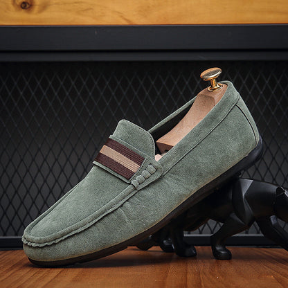 LORVENES Stripe Band Suede Loafers