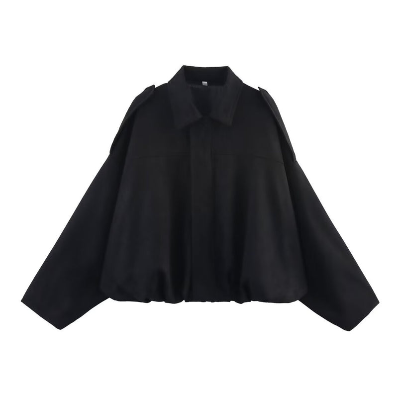 LORVENES women's suede textured bomber jacket with lapel collar and zipper, suitable for spring and autumn fashion.