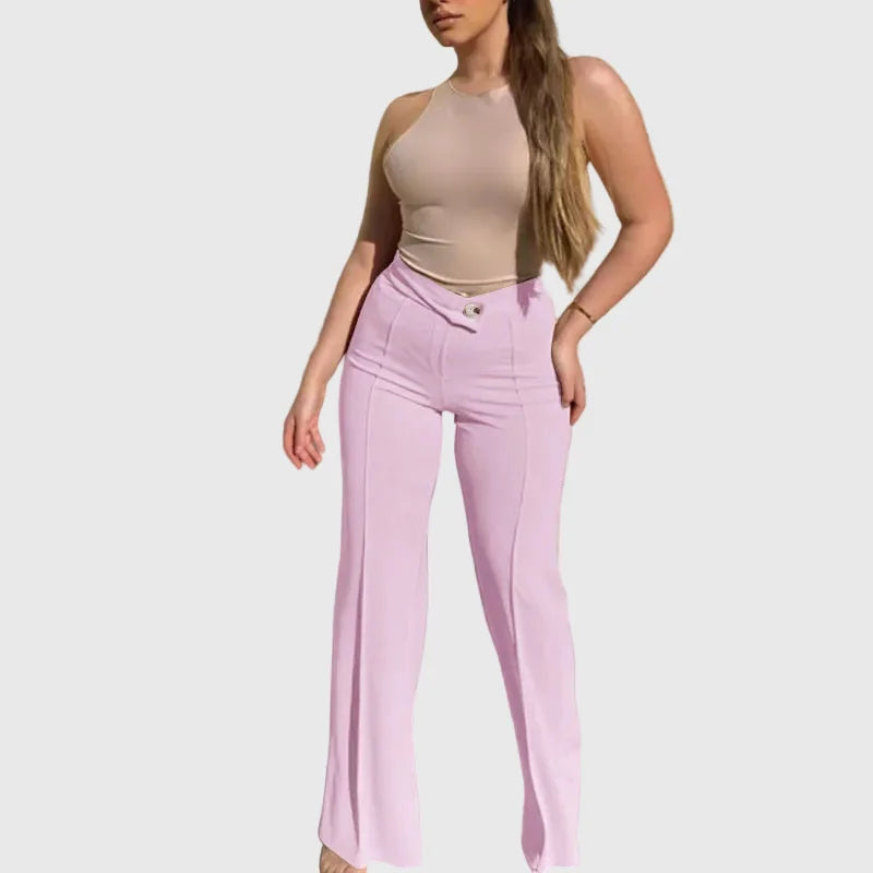 LORVENE Form Luxe Pants in sleek black fabric, tailored fit with stylish design, perfect for modern casual or office wear.