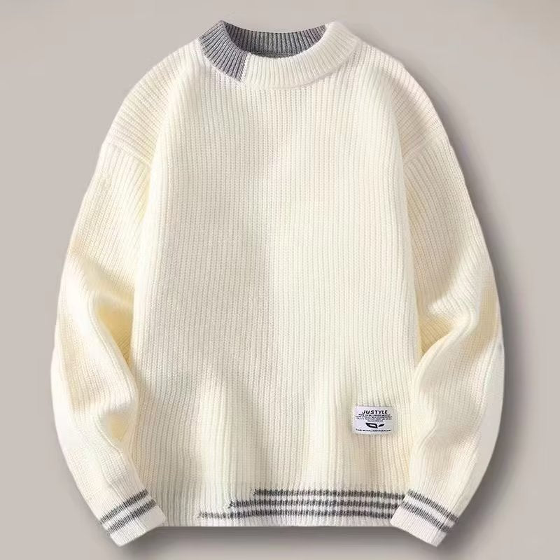 LORVENES Two Tone Collar Chunky Knit Sweater