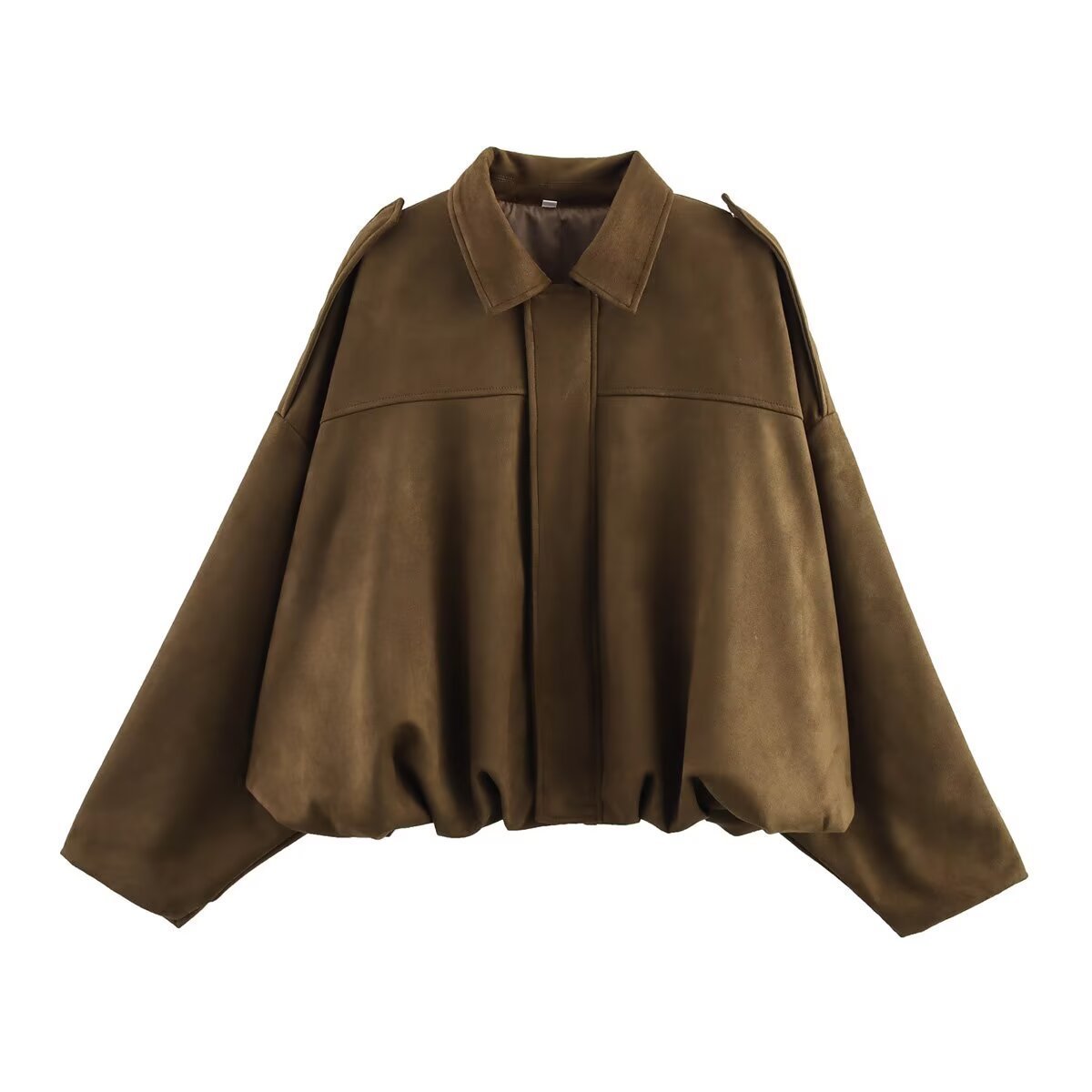 LORVENES women's suede textured bomber jacket with lapel, zipper, and buttons, ideal for spring and autumn 2025 fashion.