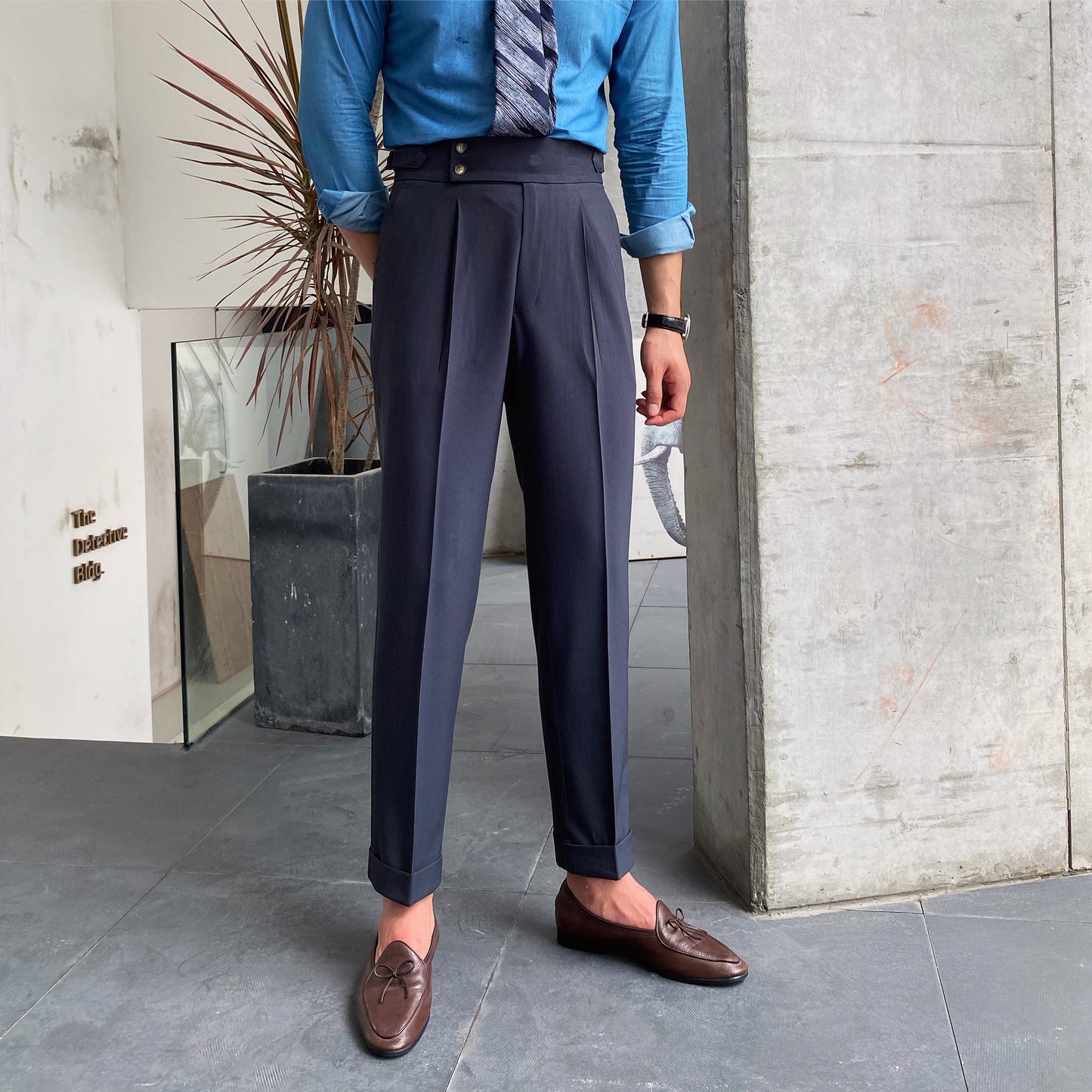 LORVENES Luxury Slim Fit Work Trousers