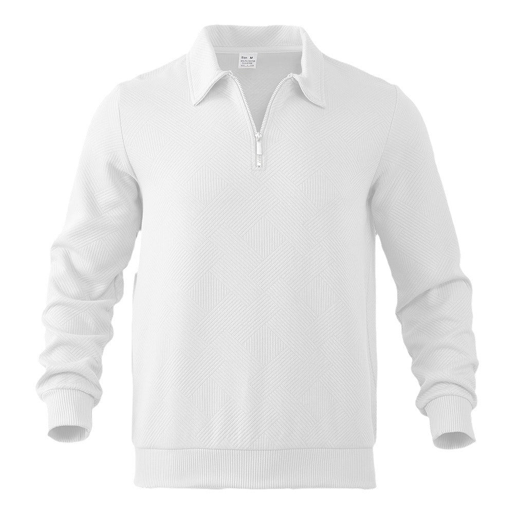 LORVENES Textured Half Zip Knit Polo