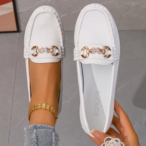 Crystal Bit Weiße Loafer