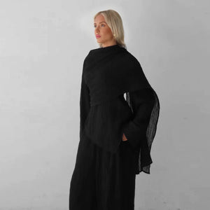 2025Loriya AliExpress Amazon Dubai Türkiye solid color buttoned cardigan pants two-piece set LR1034