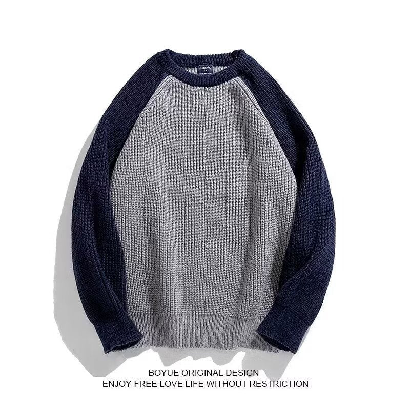 LORVENES Two Tone Collar Chunky Knit Sweater