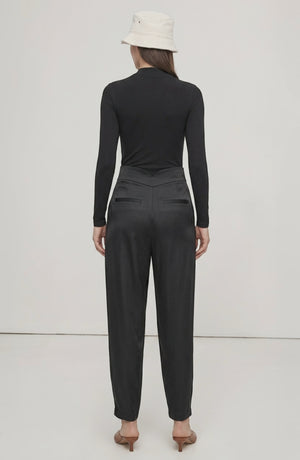 LORVENE Line Edge Pants shown from a top right angle, featuring sleek design and tailored fit in a neutral color.