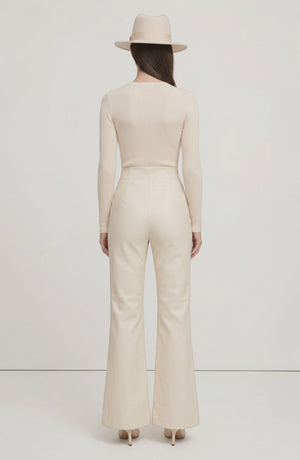 LORVENE Line Mode Pants displayed from a top-right pose, showcasing the sleek fit and stylish design of the pants.
