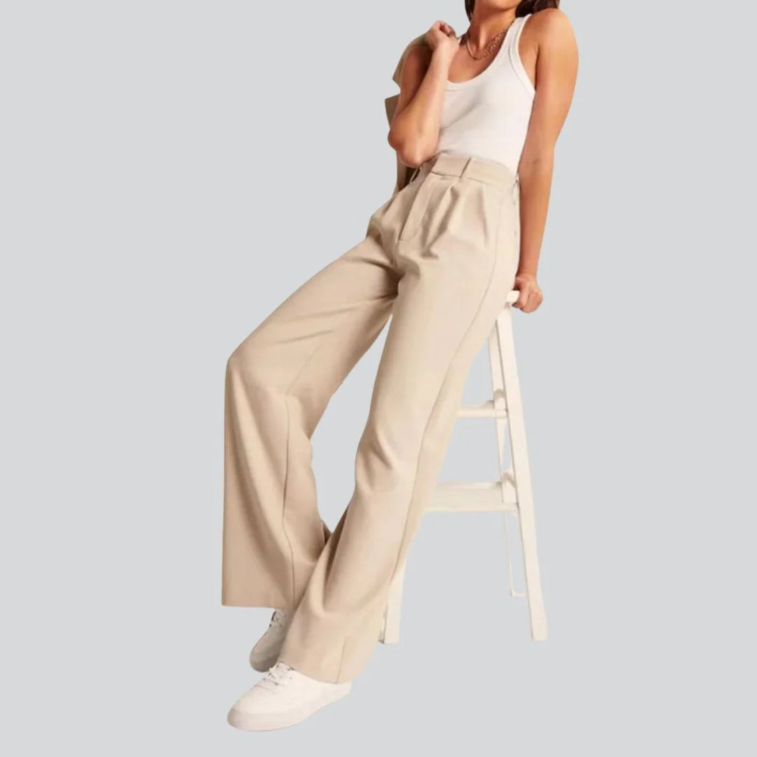 LORVENE Everyday Ease Pants in neutral fabric, featuring a relaxed fit and comfortable waistband, perfect for casual wear.
