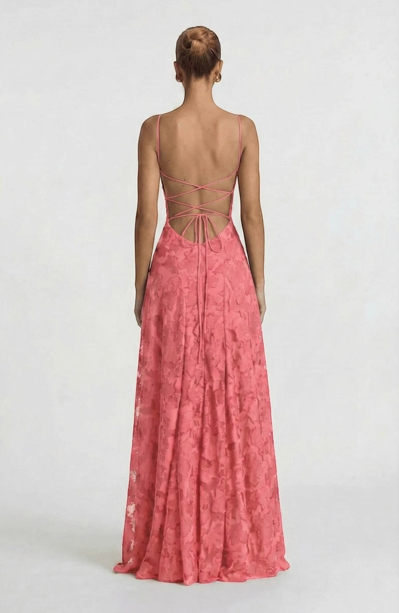LORVENES sexy flowy bridal dress with elegant fabric and intricate details, perfect for a romantic wedding look