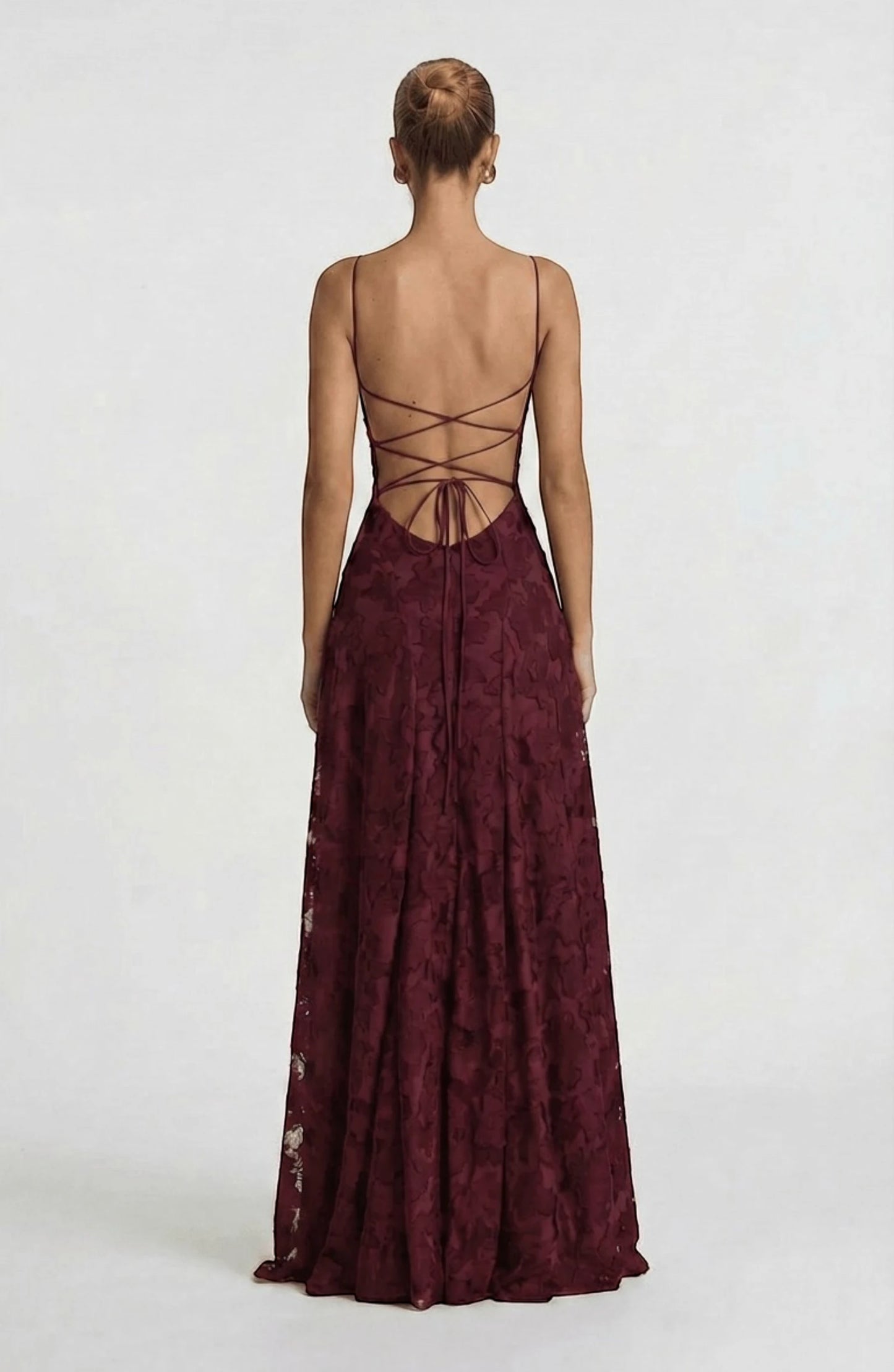 LORVENES sexy flowy bridal dress with elegant fabric and delicate design, perfect for a romantic wedding look.