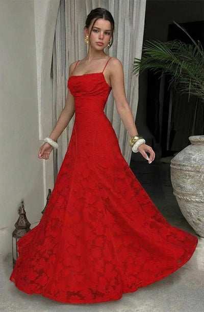 LORVENES sexy flowy bridal dress with elegant fabric and delicate design, perfect for a romantic wedding ceremony.