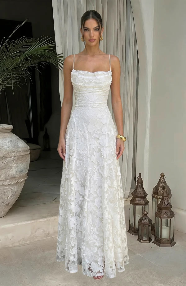LORVENES sexy flowy evening dress with elegant silhouette and soft fabric, perfect for formal events or evening wear.