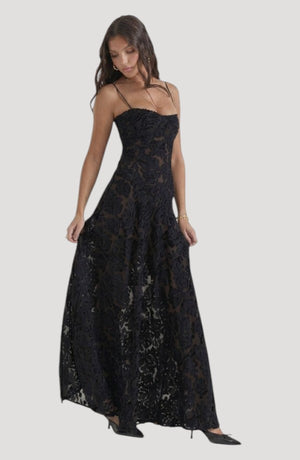 LORVENES Ice Hemp Sling Dress displayed on a mannequin, featuring a lightweight, sleeveless hemp fabric design.