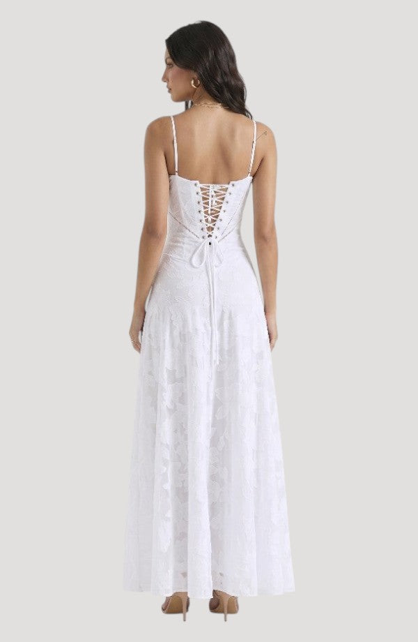 LORVENES Ice Hemp Sling Dress styled with a flowy design, featuring lightweight hemp fabric and a relaxed fit.