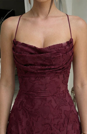 LORVENES sexy flowy evening dress with elegant fabric and knee-length design, perfect for formal events and evening wear.