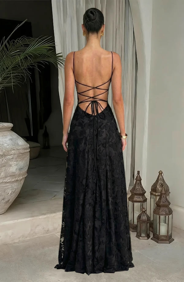 Elegant flowy evening dress by LORVENES with a flattering silhouette and soft fabric, perfect for formal occasions.