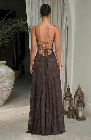 LORVENES sexy flowy evening dress with elegant fabric and stylish design, perfect for formal events and evening wear.
