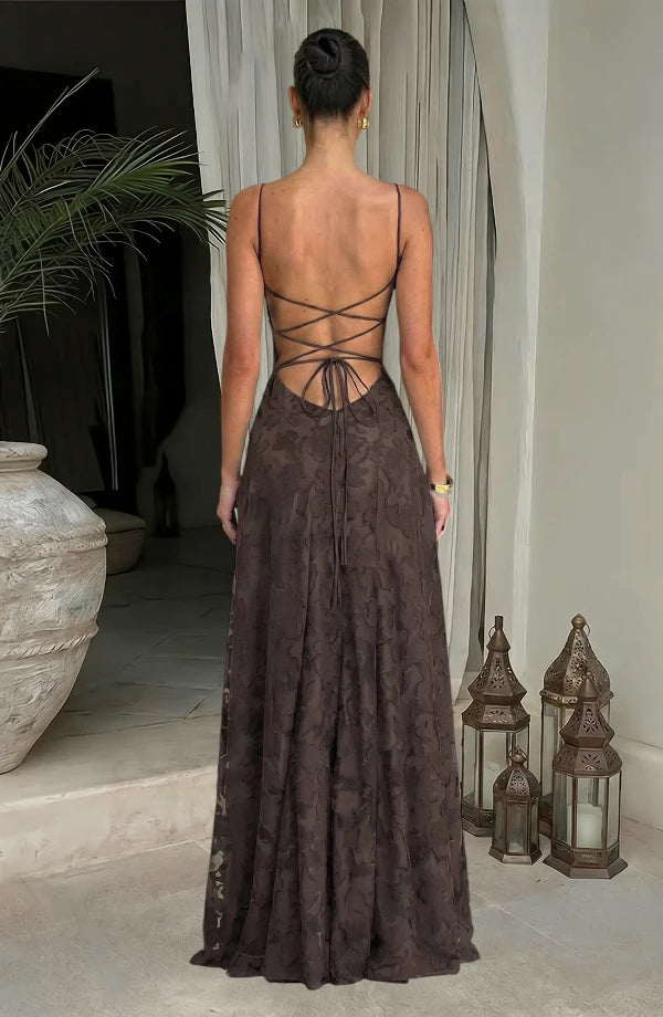 LORVENES sexy flowy evening dress with elegant fabric and stylish design, perfect for formal events and evening wear.