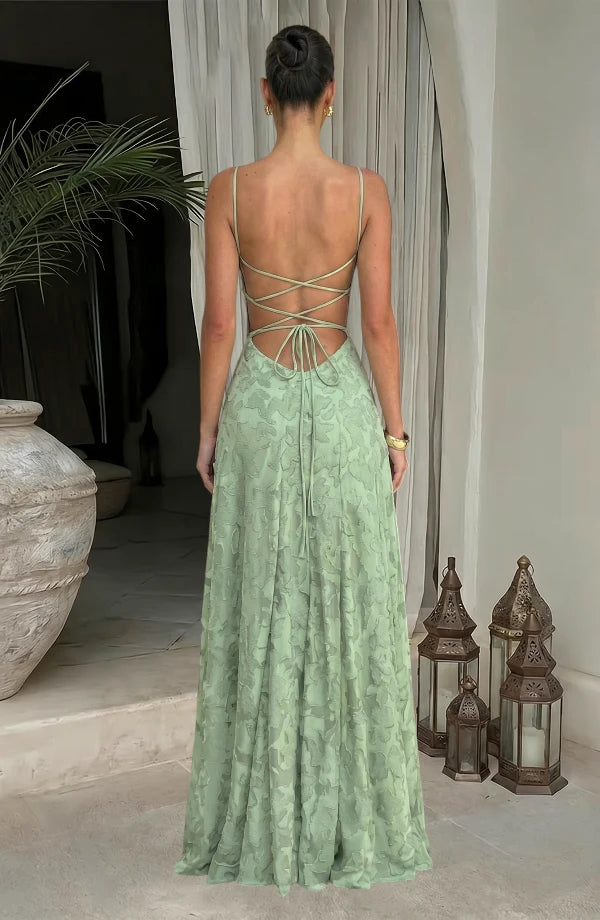 Elegant flowy evening dress by LORVENES featuring a flattering silhouette and soft fabric in a sleek design.