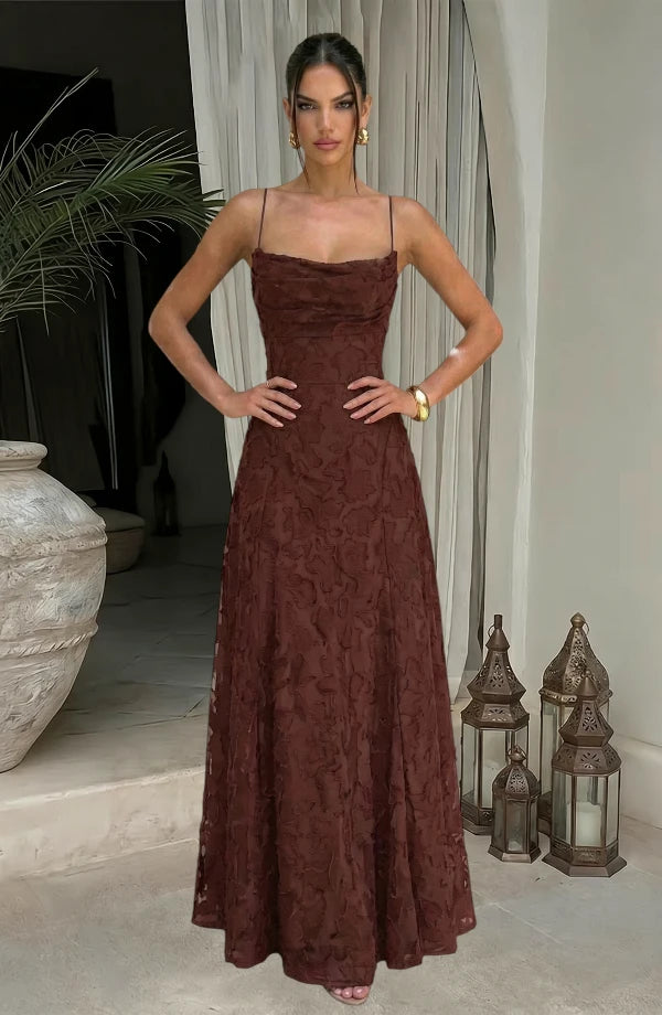 Elegant flowy evening dress by LORVENES featuring a flattering silhouette and soft fabric in a stylish design.
