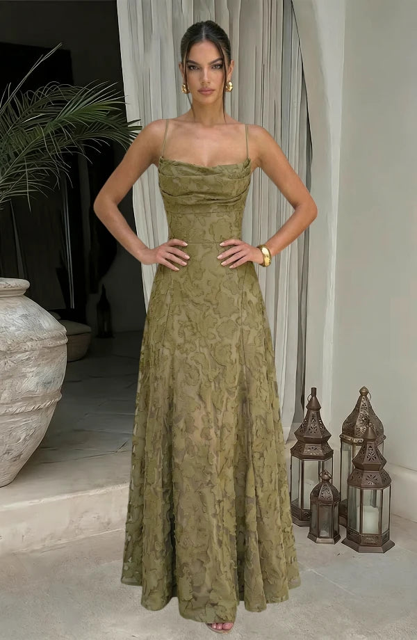 LORVENES sexy flowy evening dress with elegant fabric and stylish design, perfect for formal occasions and evening events.