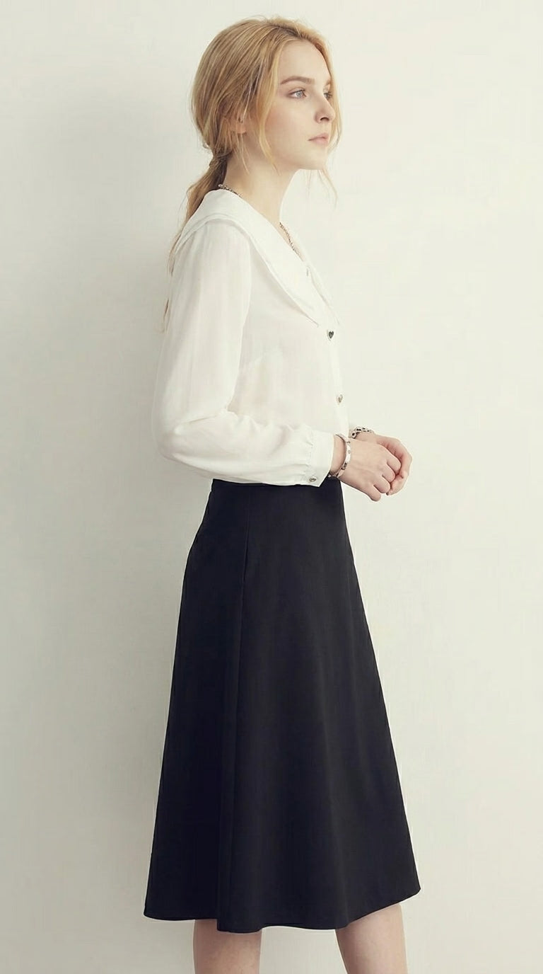LORVENE Chic Collar Shirt with button-up front, soft fabric, and stylish collar detail, shown in a close-up of the lower left section.