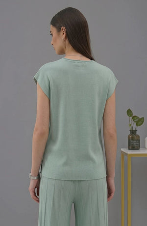Koreanischer schicker Temperament-Pullover mit Rundhalsausschnitt und weiten Fledermausärmeln + Freizeithose mit hoher Taille und weitem Bein im Anzug